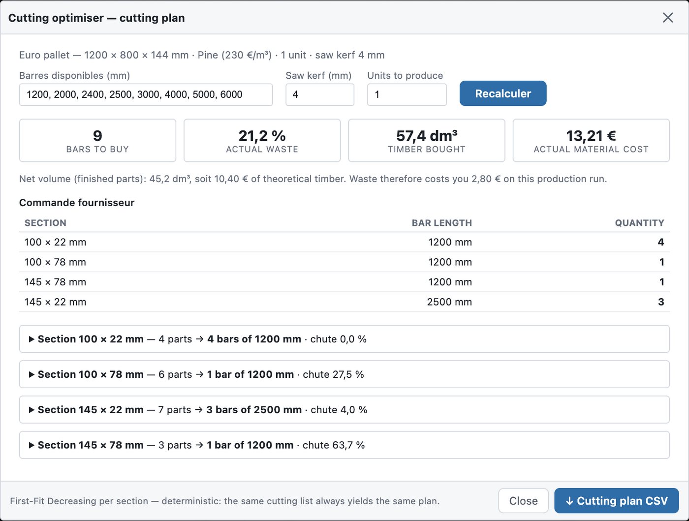 Optimizador de corte de PalletLab