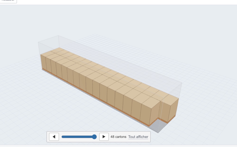 Une semi-remorque chargée de 33 palettes dans Palletization